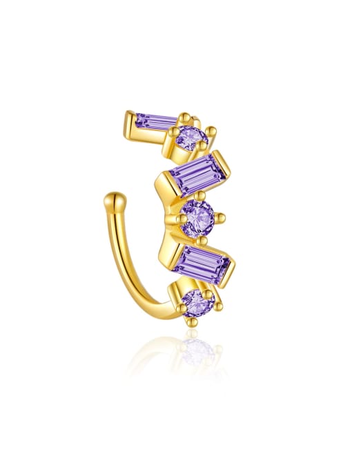 18k gold [purple] 925 Sterling Silver Cubic Zirconia Geometric Dainty Stud Earring